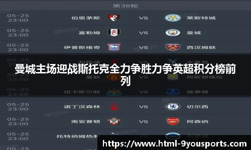 曼城主场迎战斯托克全力争胜力争英超积分榜前列